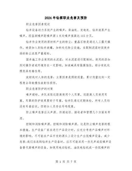 2024年钻探职业危害及预防(三篇)