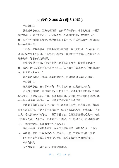 小白兔作文300字（精选40篇）