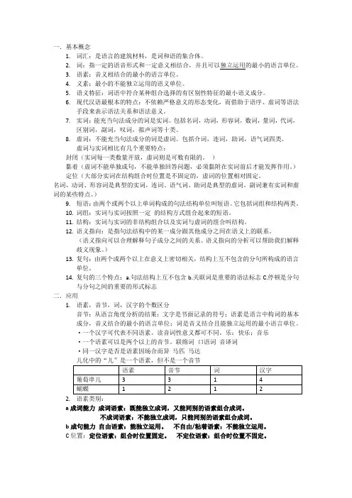 现代汉语通论知识点整理