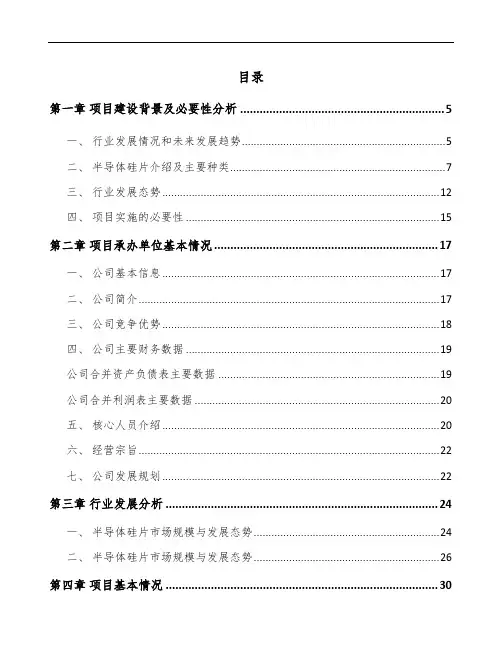沈阳半导体硅片项目实施方案范文模板