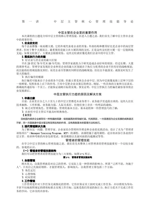 中层主管核心管理技能训练教程