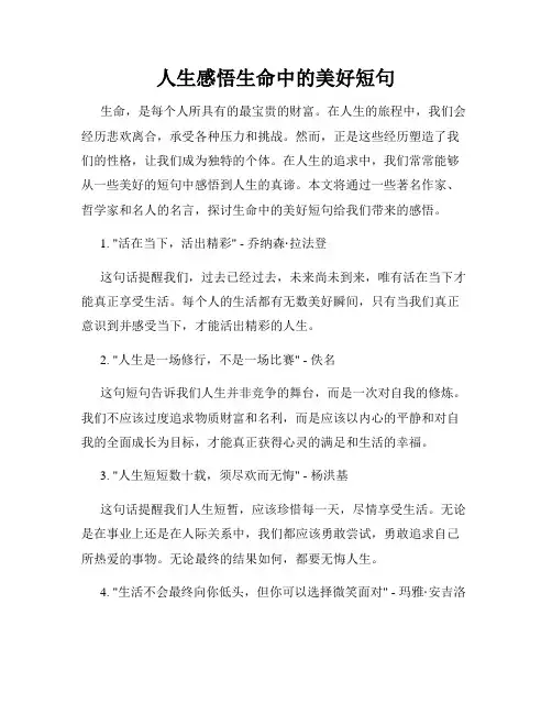 人生感悟生命中的美好短句