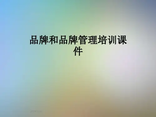 品牌和品牌管理培训课件