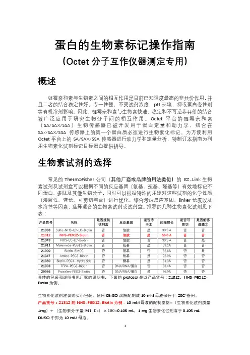 Fortebio Octet BLI 蛋白生物素标记应用指南