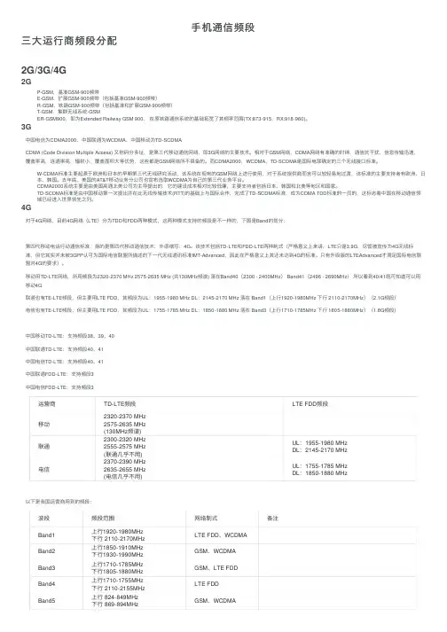 手机通信频段