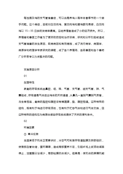冬春季常发鸡支气管堵塞的原因与防控思路