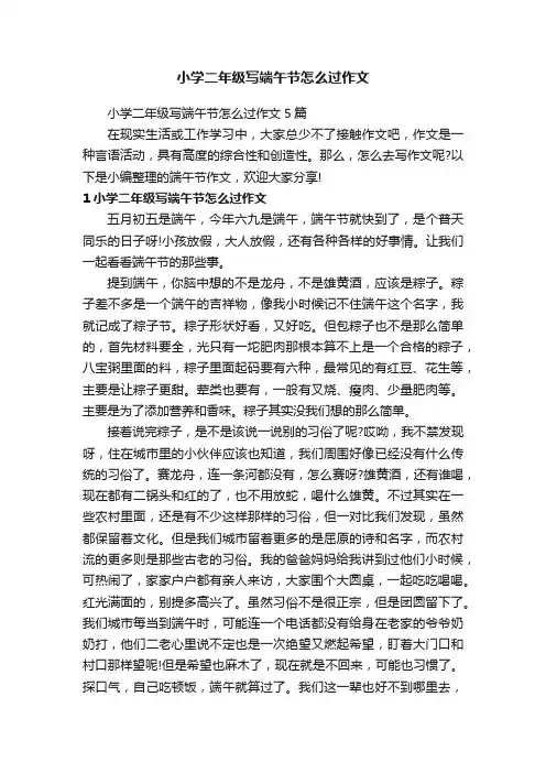 小学二年级写端午节怎么过作文5篇