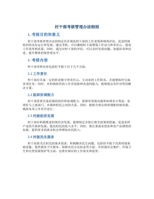 村干部考核管理办法细则
