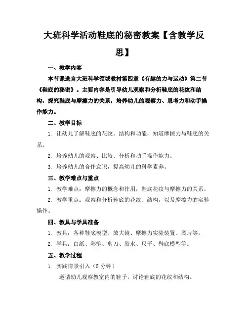 大班科学活动鞋底的秘密教案【含教学反思】