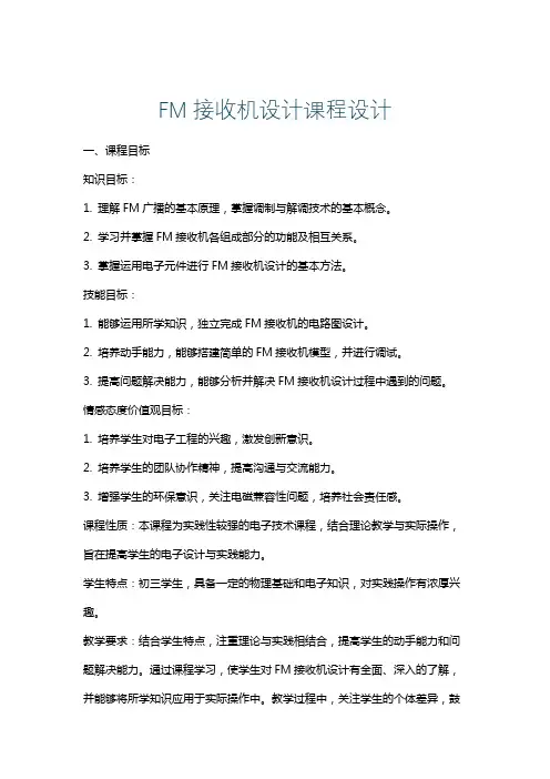 FM接收机设计课程设计