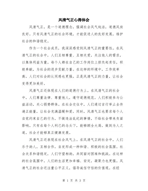 风清气正心得体会