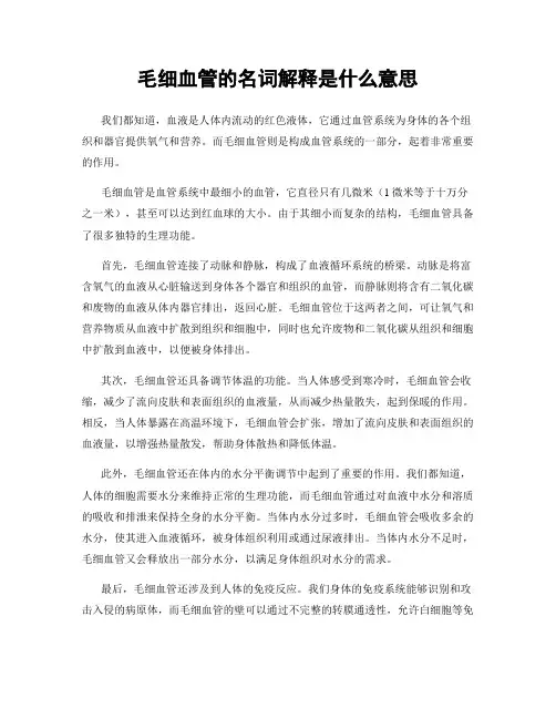 毛细血管的名词解释是什么意思