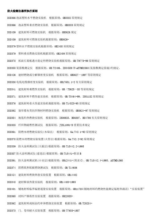防火检测仪器所执行重点标准