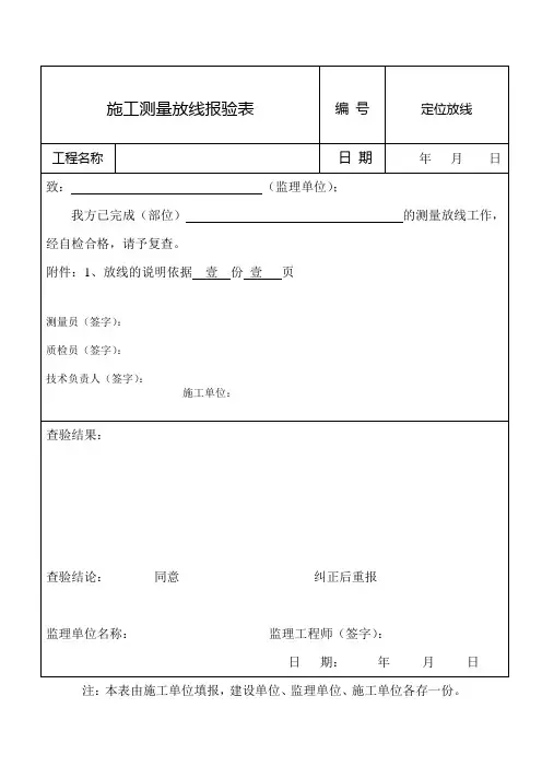 施工测量放线报验表