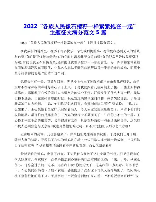 2022“各族人民像石榴籽一样紧紧抱在一起”主题征文满分范文5篇
