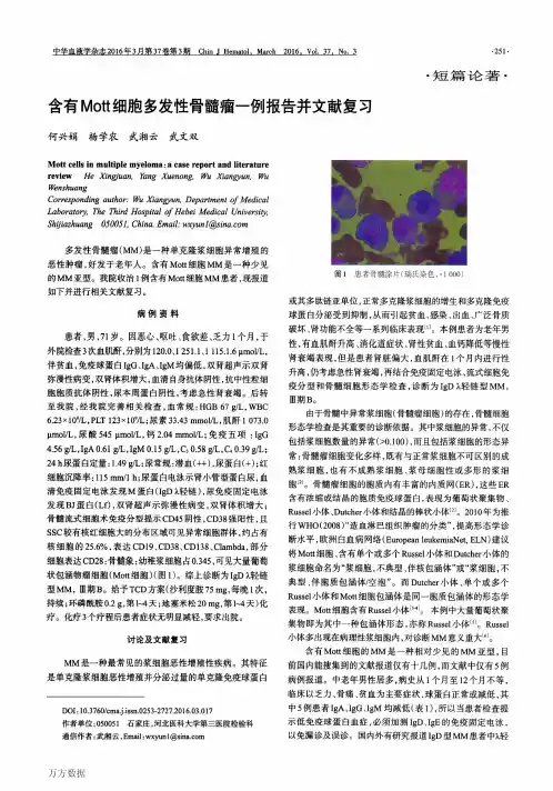 含有Mott细胞多发性骨髓瘤一例报告并文献复习论文