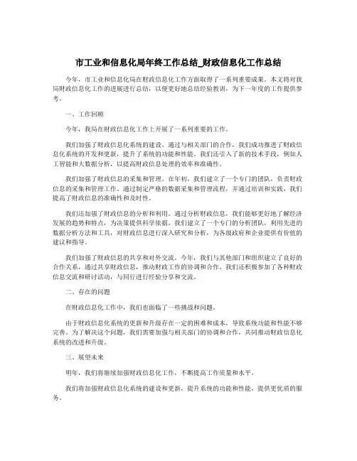 市工业和信息化局年终工作总结_财政信息化工作总结
