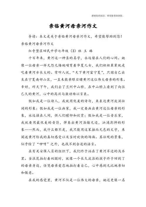亲临黄河母亲河作文