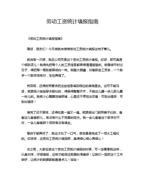 劳动工资统计填报指南