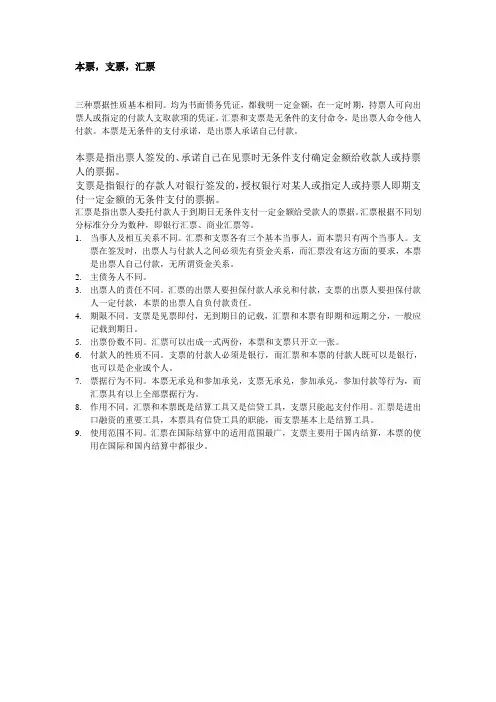 本票,支票,汇票