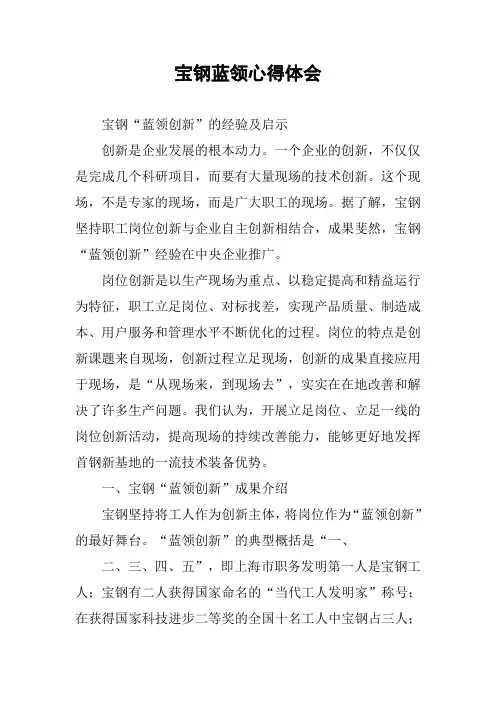 宝钢蓝领心得体会
