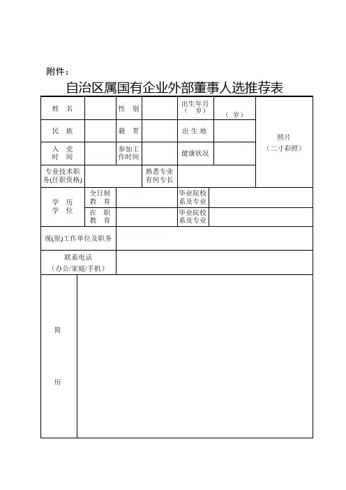 关于推荐自治区属国有企业外部董事的函