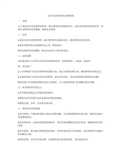仓库库存物资积压管理制度