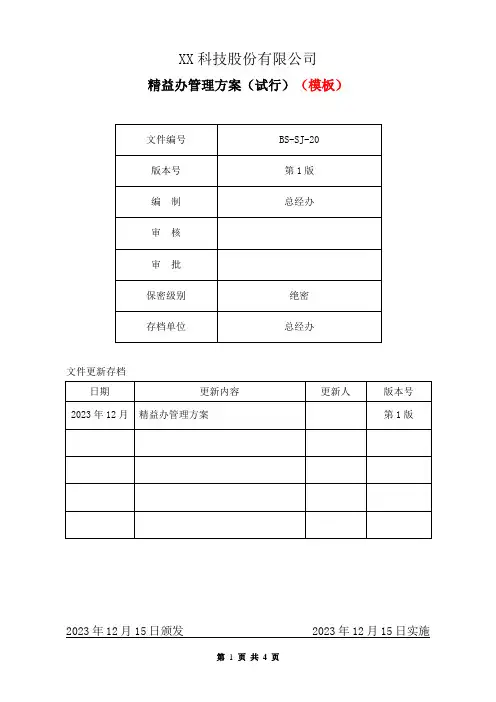 2024年精益办部门管理方案