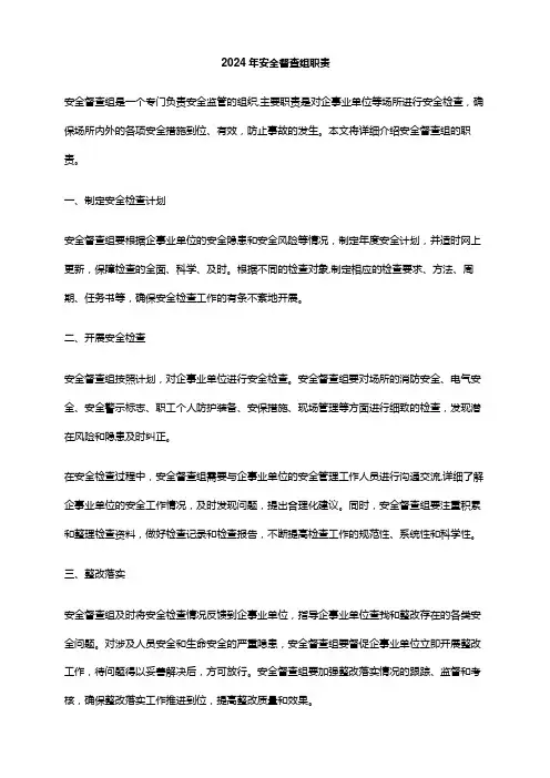 2024年安全督查组职责