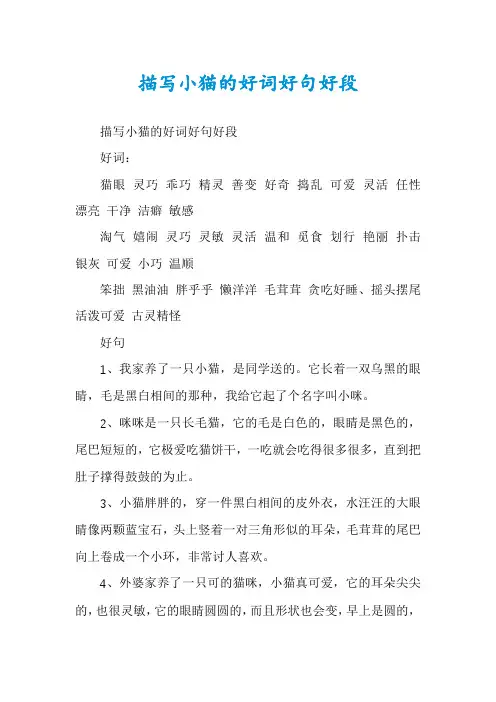 描写小猫的好词好句好段