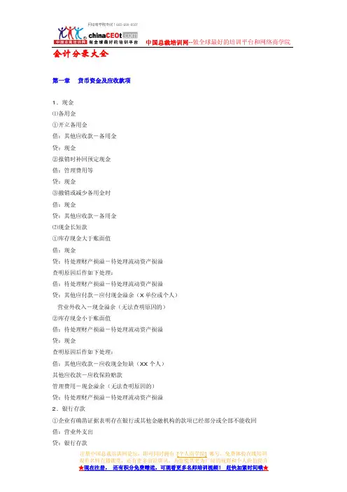 会计分录大全