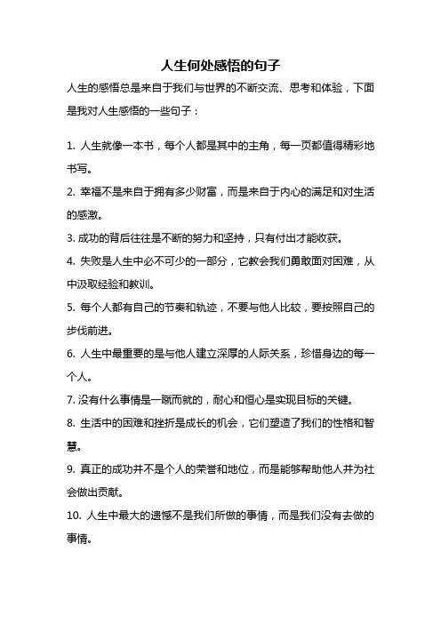人生何处感悟的句子