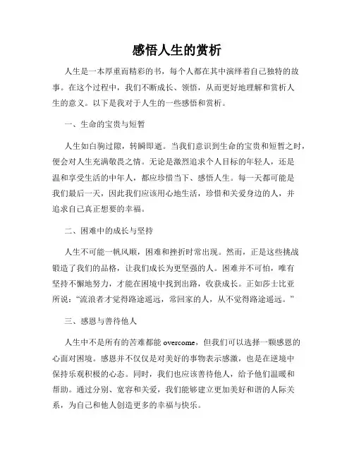 感悟人生的赏析