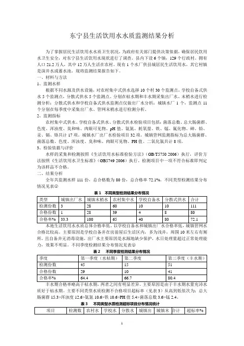 生活饮用水水质检测结果分析1
