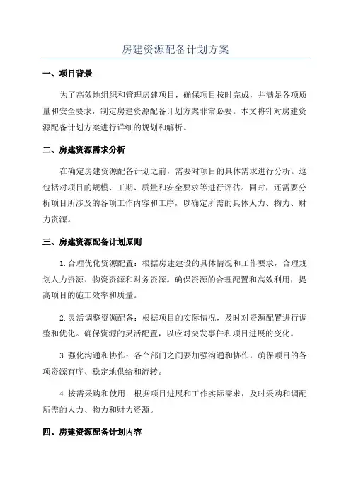 房建资源配备计划方案