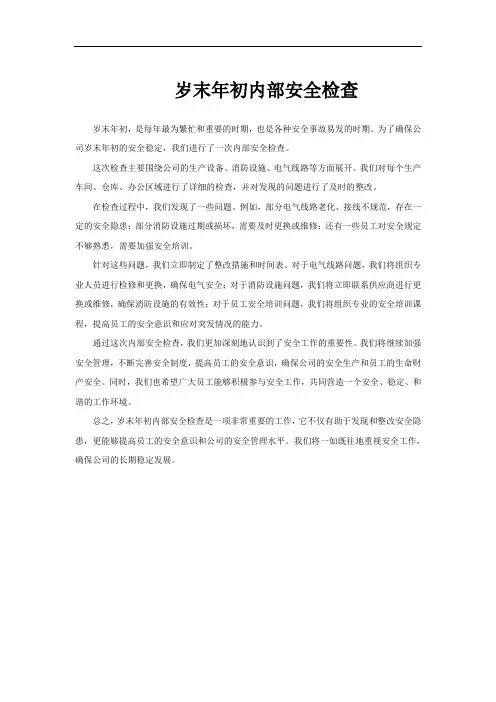 岁末年初内部安全检查