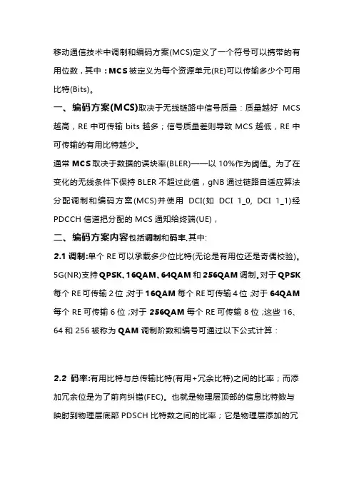5G(NR)网络中调制和码率
