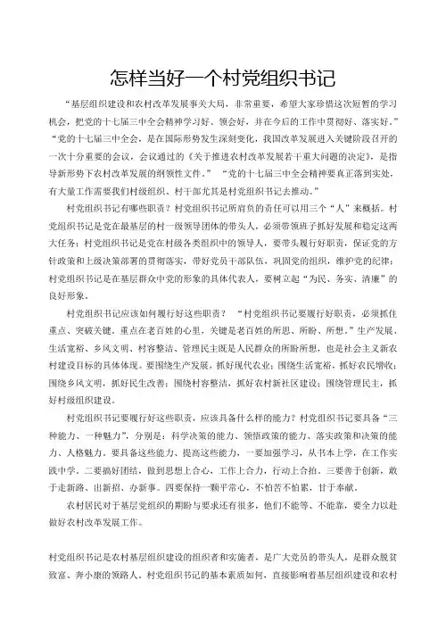 怎样当好一个村党组织书记