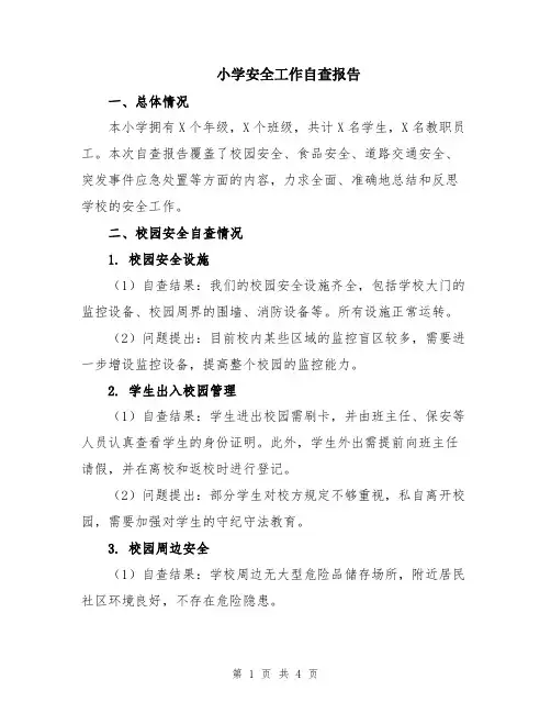 小学安全工作自查报告