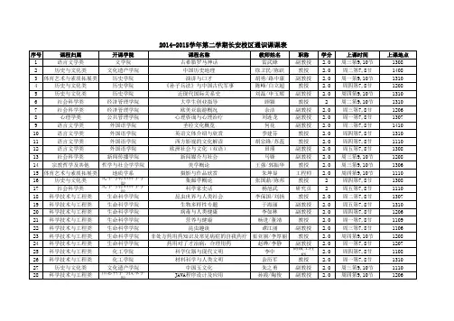 西北大学2014-2015学年第二学期长安校区通识课课表