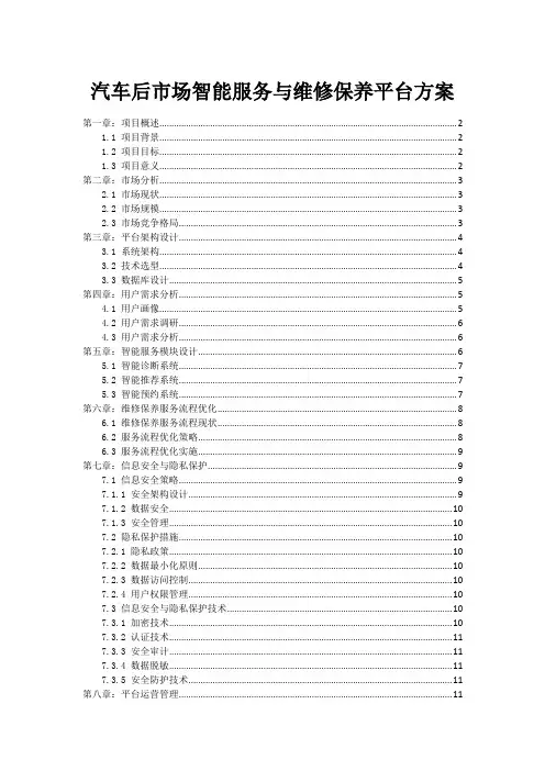 汽车后市场智能服务与维修保养平台方案