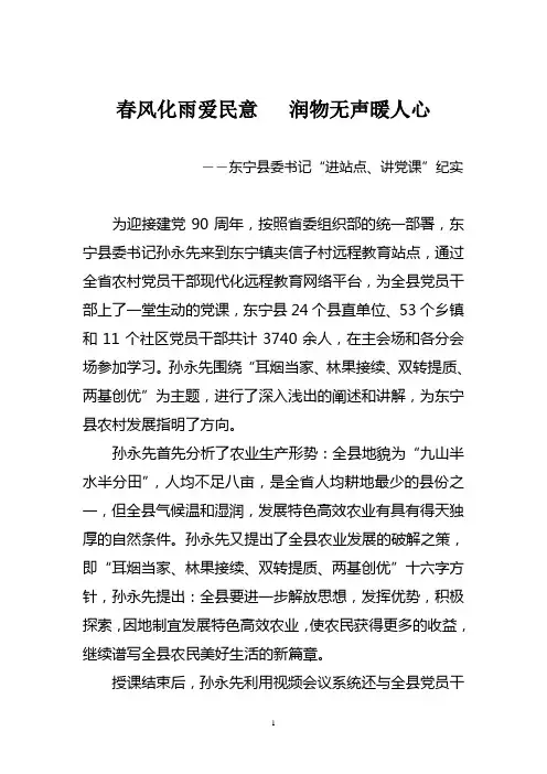 东宁县书记讲党课简报