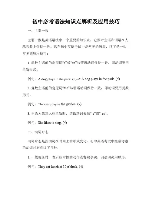 初中必考语法知识点解析及应用技巧
