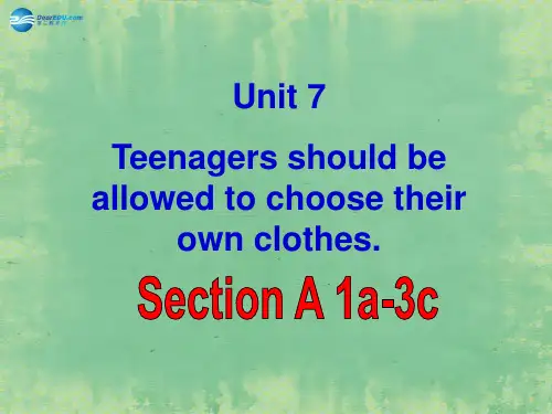 湖北省北大附中武汉为明实验学校九年级英语全册 Unit 7 Teenagers should be 