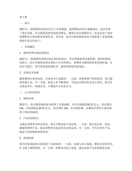 销售猪肉行业年度总结(3篇)
