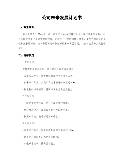 公司未来发展计划书