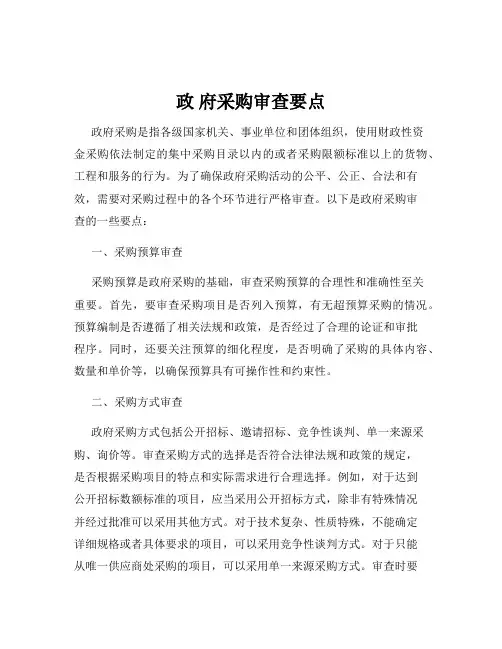 政 府采购审查要点