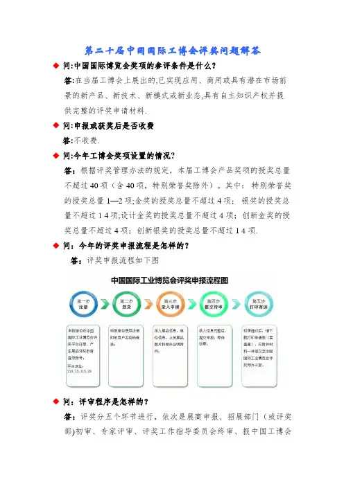 第二十届国际工博会评奖问