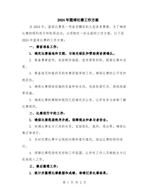 2024年篮球比赛工作方案