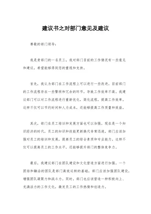 建议书之对部门意见及建议